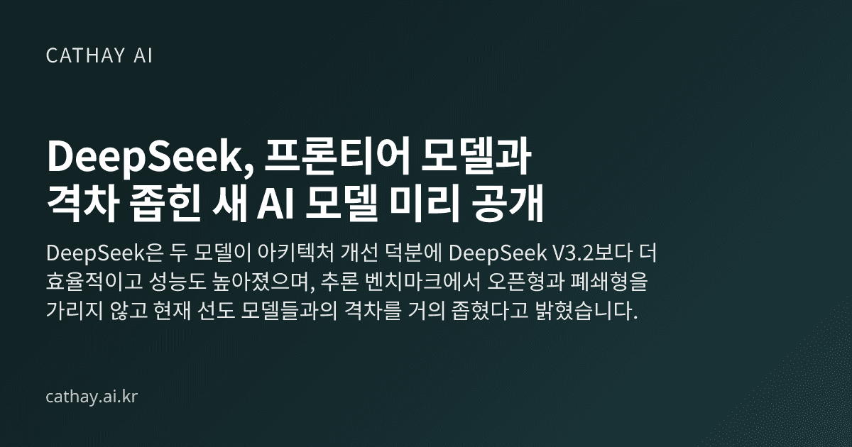 DeepSeek, 프론티어 모델과 격차 좁힌 새 AI 모델 미리 공개