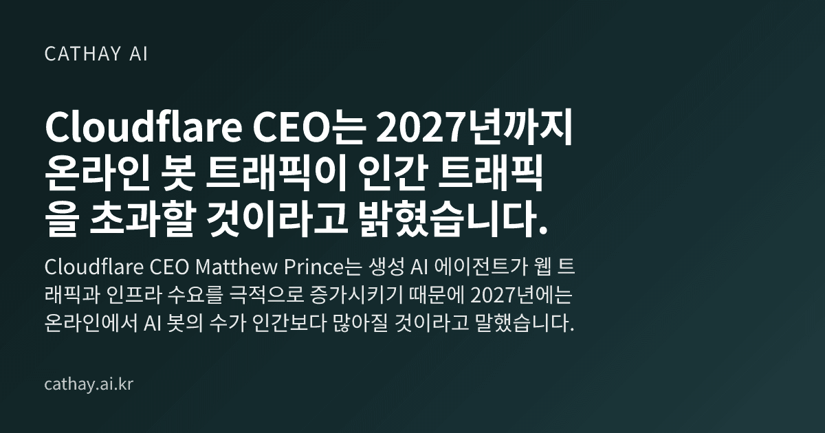 Cloudflare CEO는 2027년까지 온라인 봇 트래픽이 인간 트래픽을 초과할 것이라고 밝혔습니다.